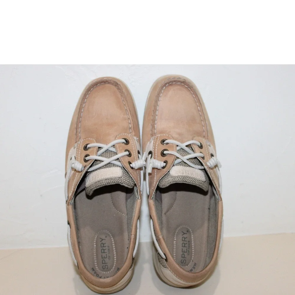 Sperry Leather Mesh Boat Shoe Women 8 Tan STS9745